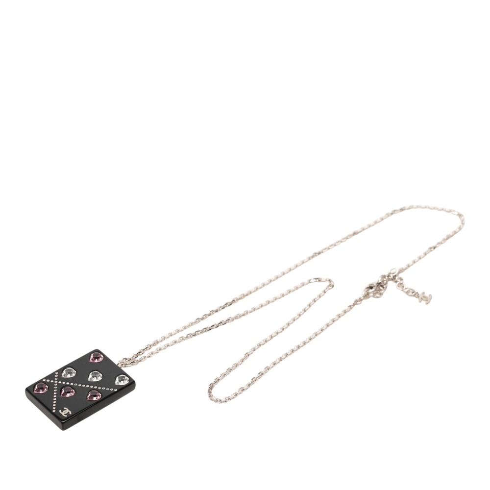 Pre-Loved Chanel CC Brass Acrylic and Strass Pendant Necklace - Picture 1 of 6